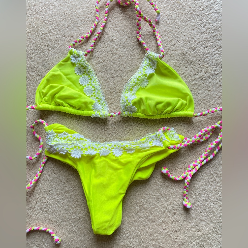 Brand new two piece neon yellow bikini